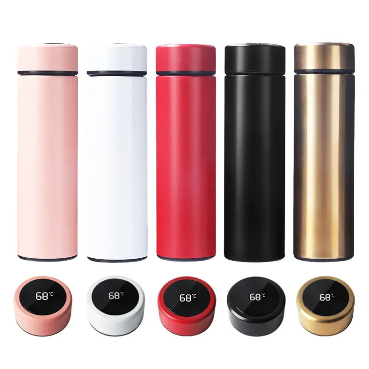 LED Digital Temperature Display Water Bottle Multi Color