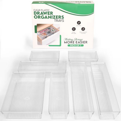Clear Drawer Organizer Tray | Set of 7Pcs