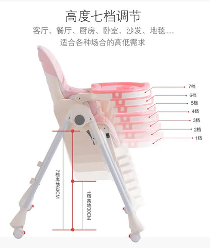 Highchairs Baby Dining Chair Portable Foldable Baby High Chair Adjustable Baby Chair 8815-4