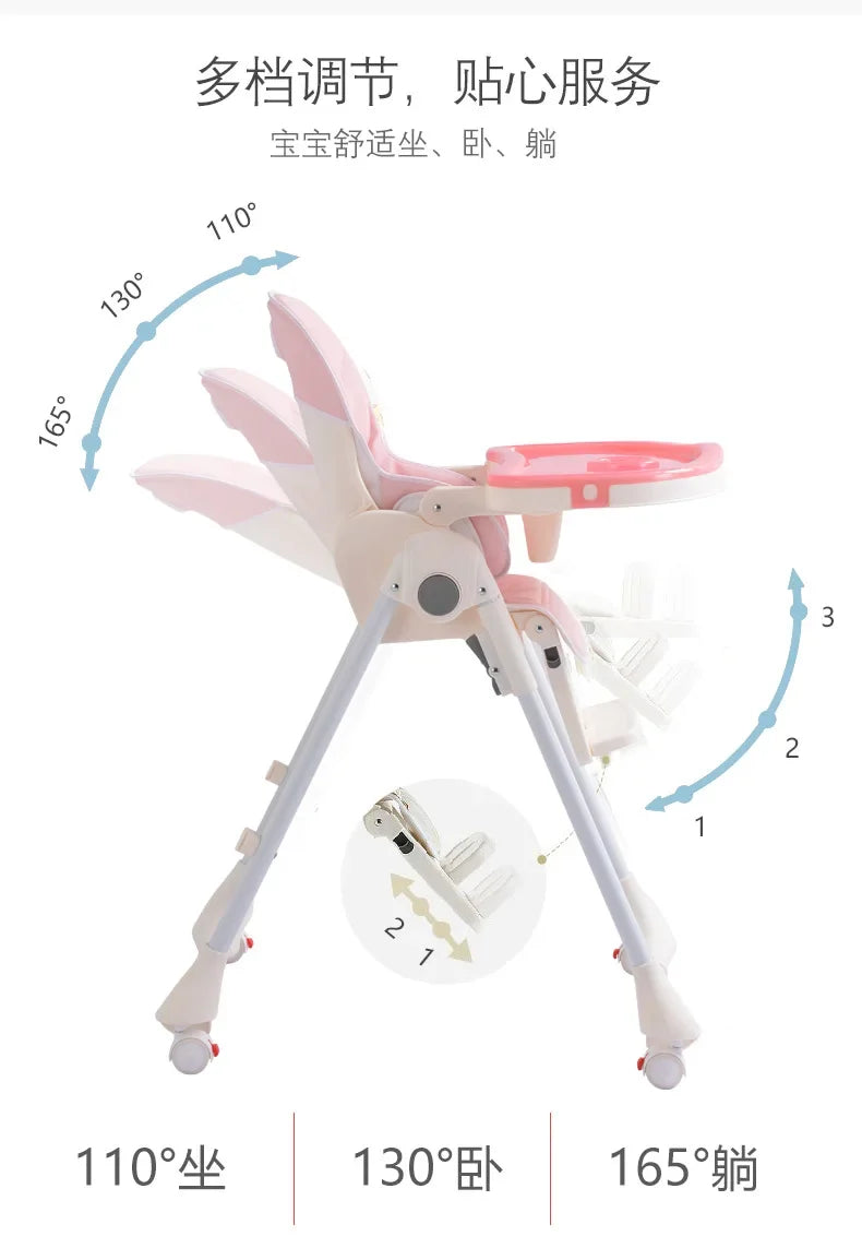 Highchairs Baby Dining Chair Portable Foldable Baby High Chair Adjustable Baby Chair 8815-4