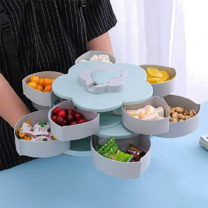 Magic Dry Fruit Box Double Layer For Serving Blue