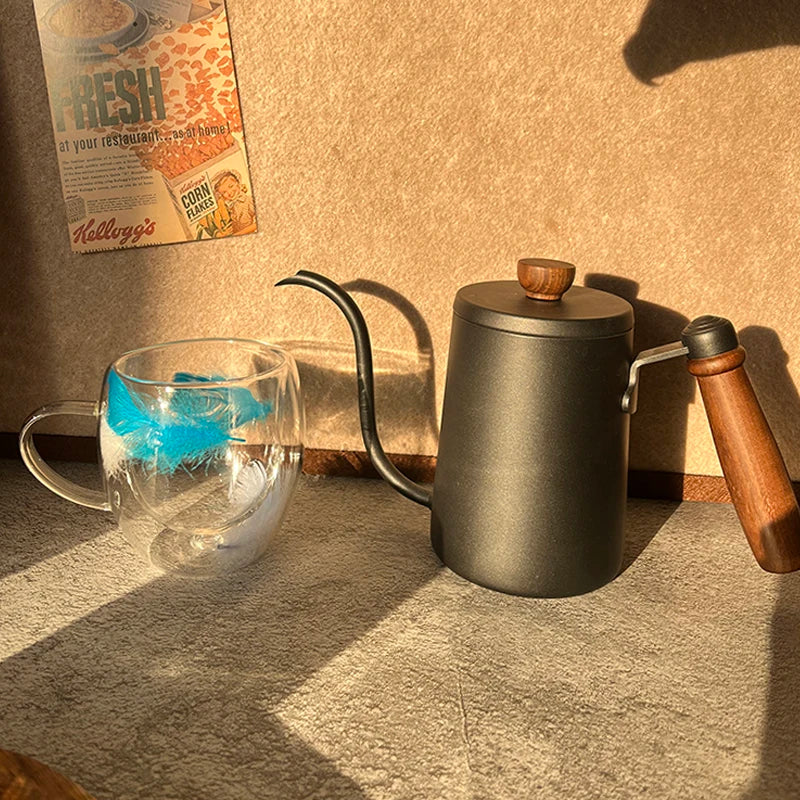 Feather filled double-layer glass cup