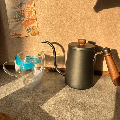 Feather filled double-layer glass cup