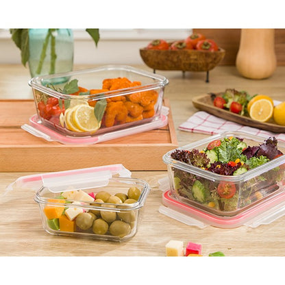 Limon Glass Container 3 Pcs Set With Plastic Lid Product Code : 1806