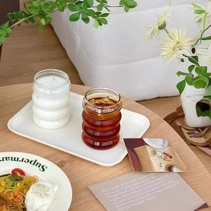 Wooden Lid Wave Glass Cup