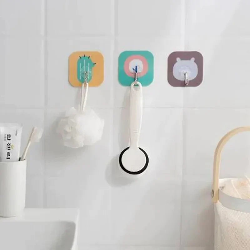 Pack Of 2 - Cute Cartoon Design Wall Sticker Hook (Random Design)