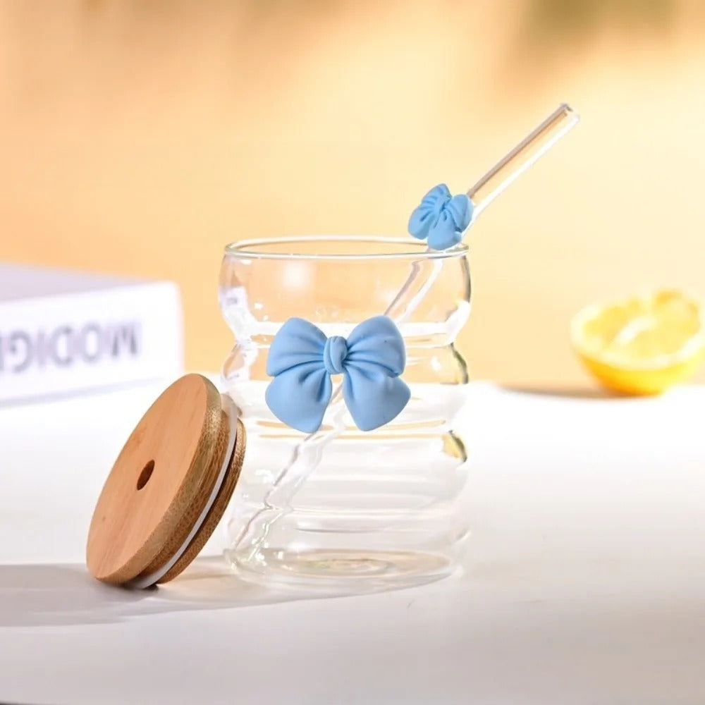 Wooden Lid Wave Glass Cup