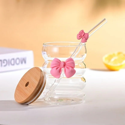 Wooden Lid Wave Glass Cup