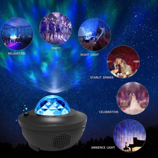 GALAXY PROJECTOR NIGHT LIGHT TABLE LAMP, USB LED BLUETOOTH MUSIC SPEAKER WITH 21 LIGHTING MODES