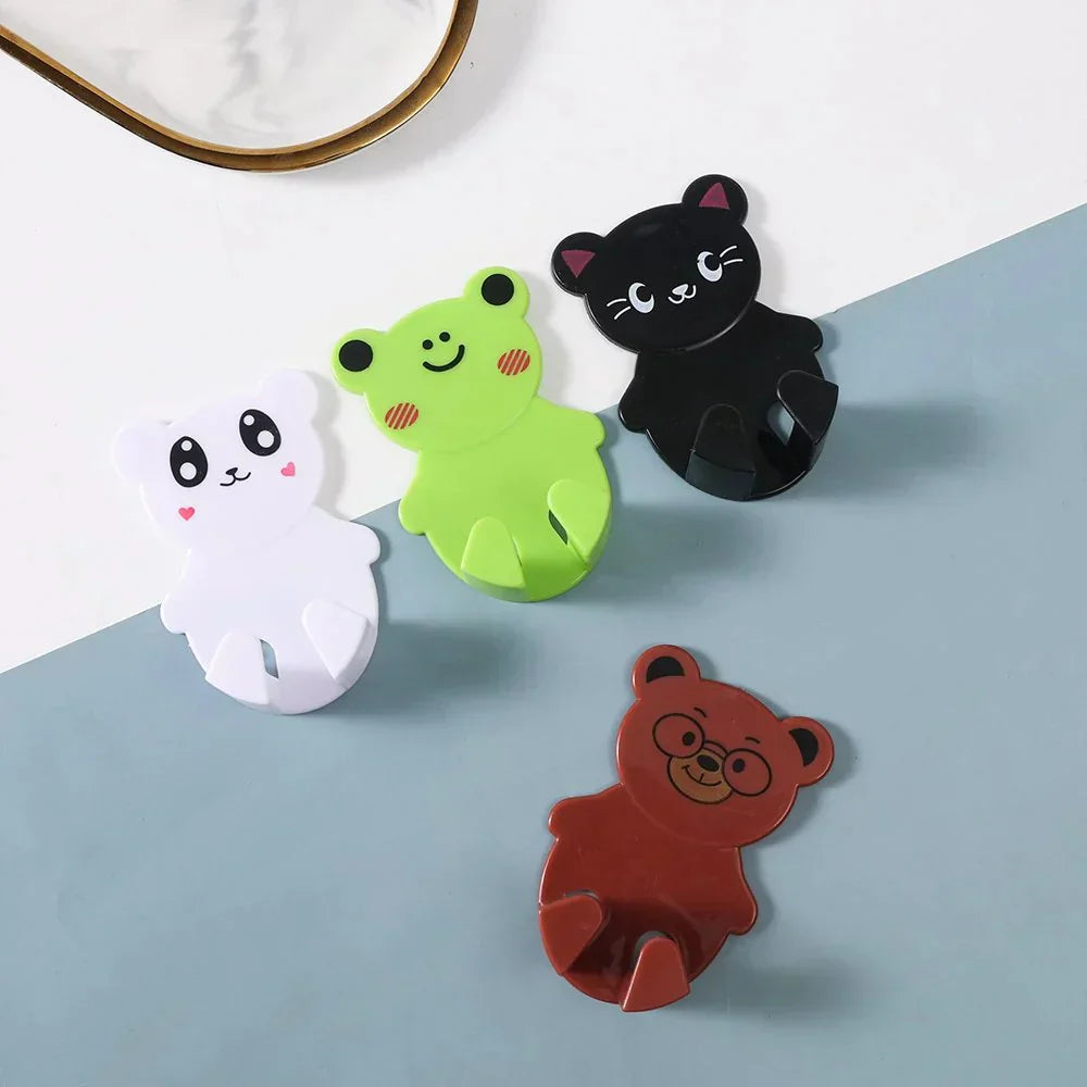 Pack Of 2 - Cute Cartoon Shape Wall Hooks Punch-free Hanging Power Plug
