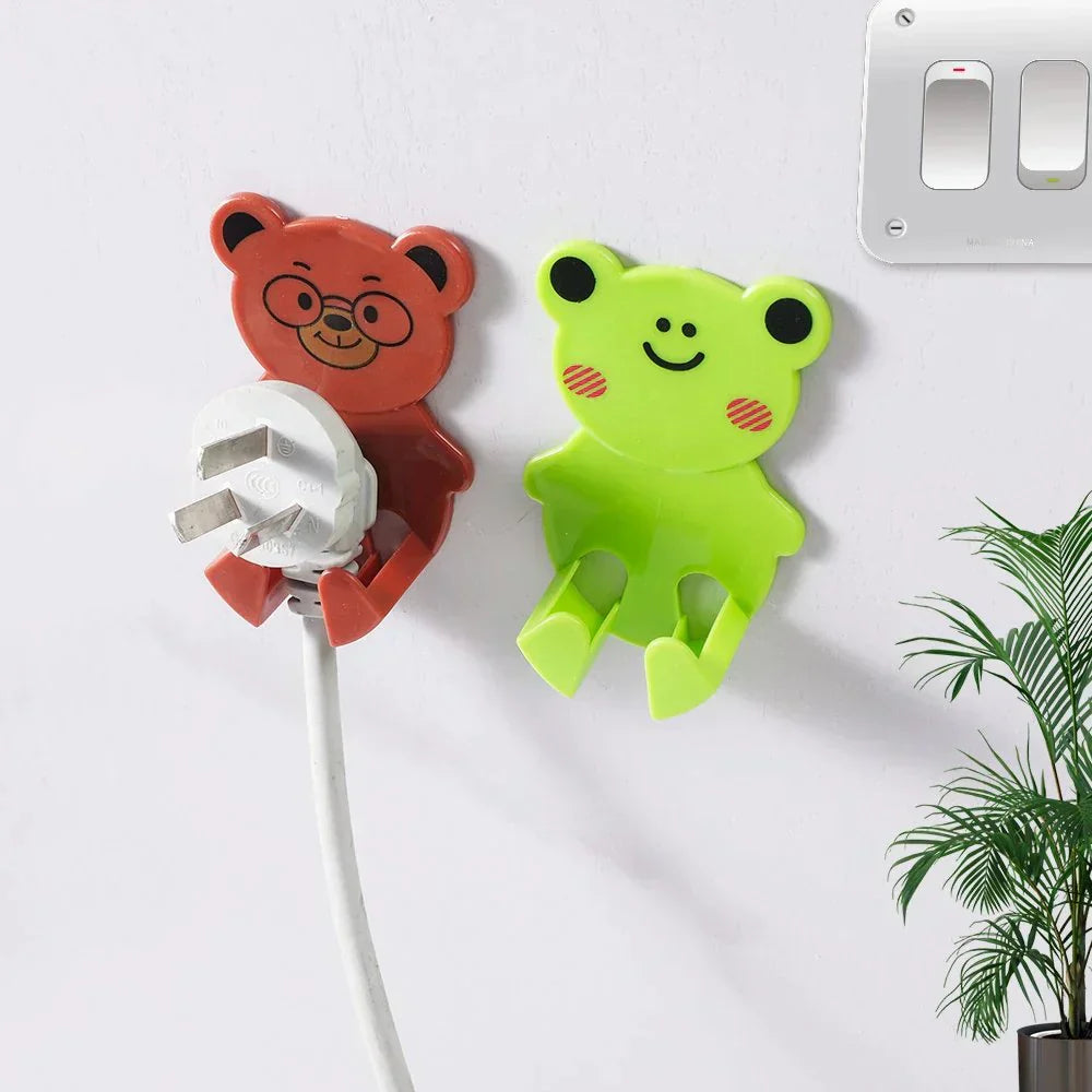 Pack Of 2 - Cute Cartoon Shape Wall Hooks Punch-free Hanging Power Plug