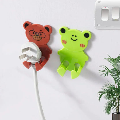 Pack Of 2 - Cute Cartoon Shape Wall Hooks Punch-free Hanging Power Plug