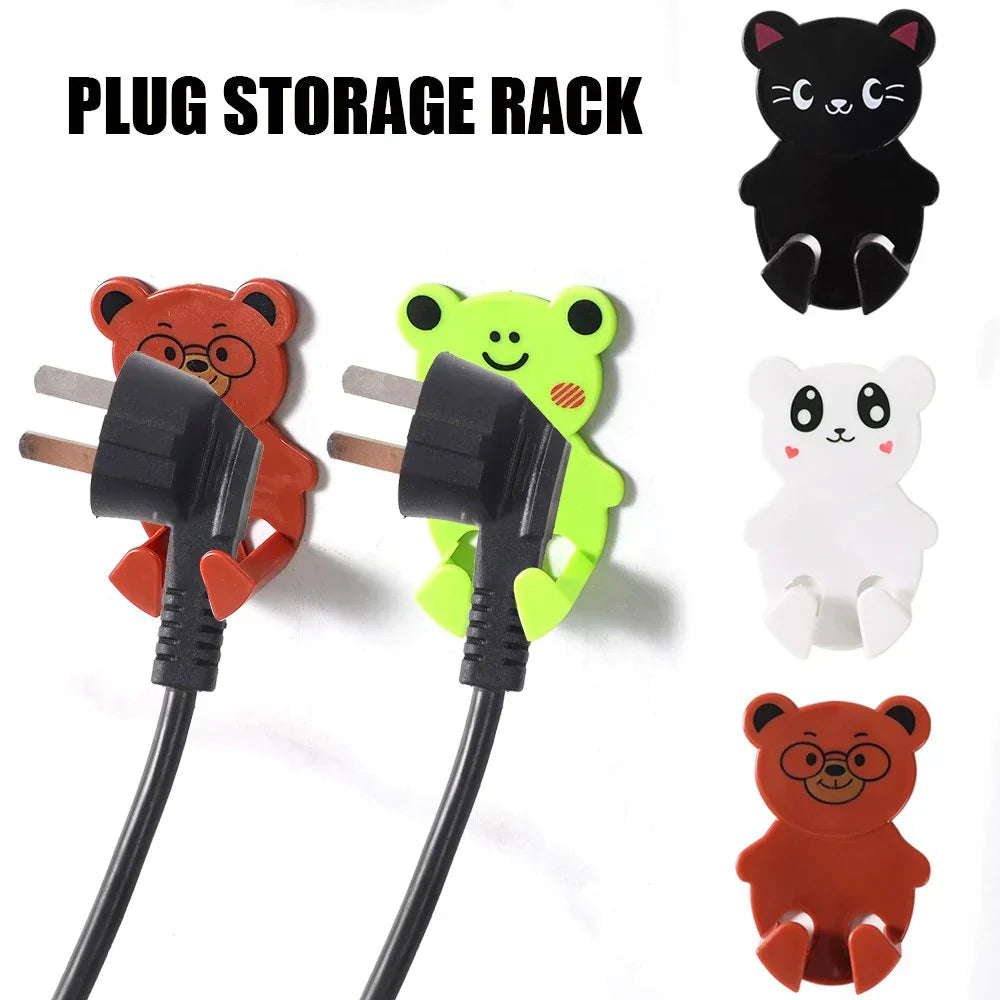 Pack Of 2 - Cute Cartoon Shape Wall Hooks Punch-free Hanging Power Plug