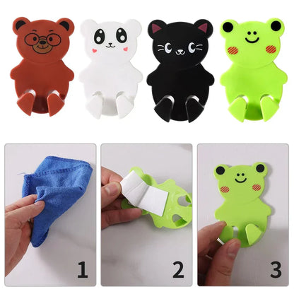 Pack Of 2 - Cute Cartoon Shape Wall Hooks Punch-free Hanging Power Plug