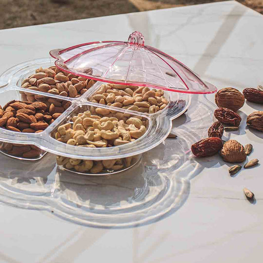 Pearl Shape Dry Fruit Tray With Beautiful Acralic Lid
