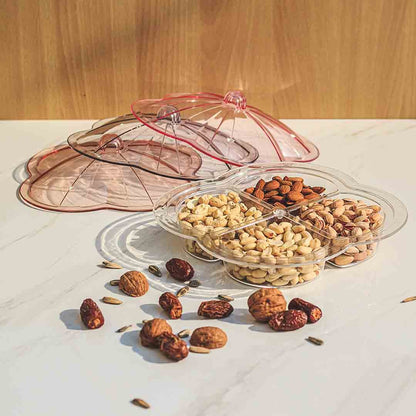 Pearl Shape Dry Fruit Tray With Beautiful Acralic Lid