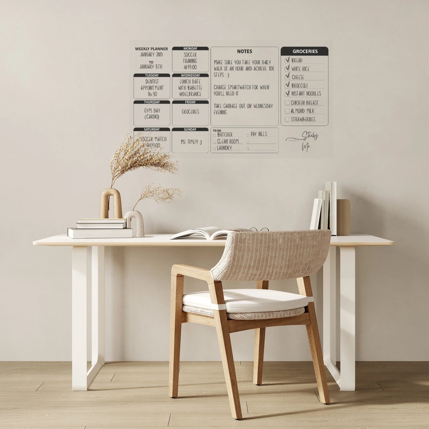 Weekly Planner water proof sticker with FREE Marker (16X24")
