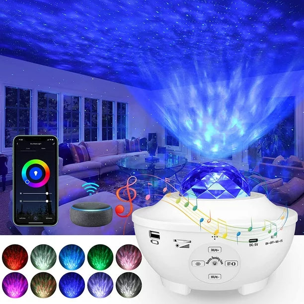 GALAXY PROJECTOR NIGHT LIGHT TABLE LAMP, USB LED BLUETOOTH MUSIC SPEAKER WITH 21 LIGHTING MODES